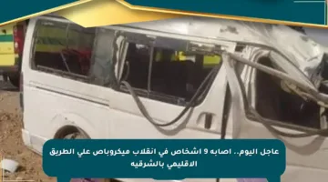 عاجل اليوم.. إصابة 9 أشخاص في انقلاب ميكروباص على الطريق الإقليمي بالشرقية